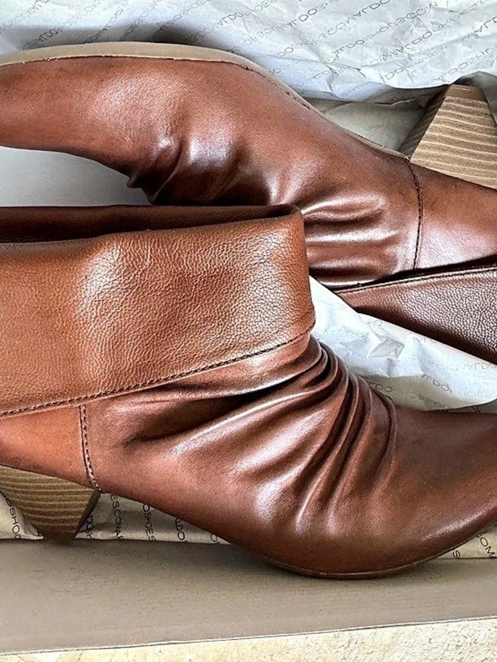 Aldo MCKUSKER-28 Brown Ruched Ankle Boots EU 40